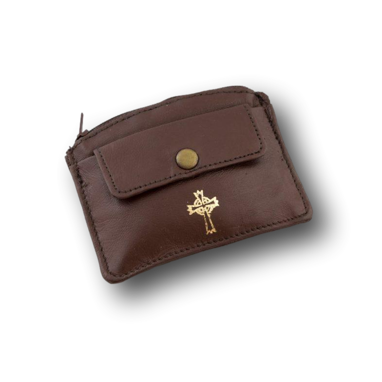 Black Genuine Leather Zipper Rosary Pouch with Gold Cross Design :  Amazon.in: Fashion